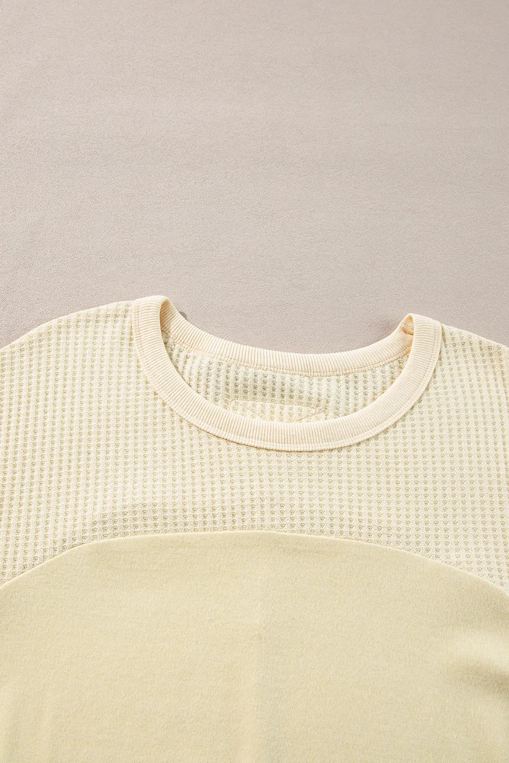 Waffle-Knit Round Neck Long Sleeve Top - Charming Charlie