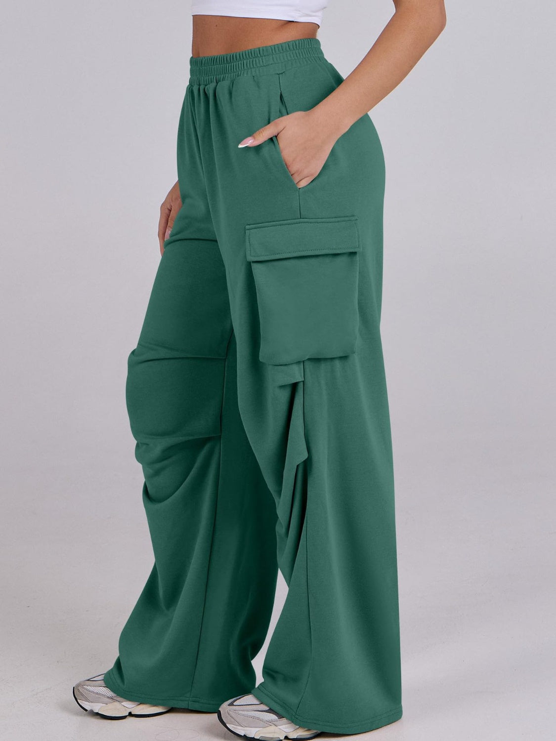 Elastic Waist Wide Leg Pants with Pockets - Charming Charlie