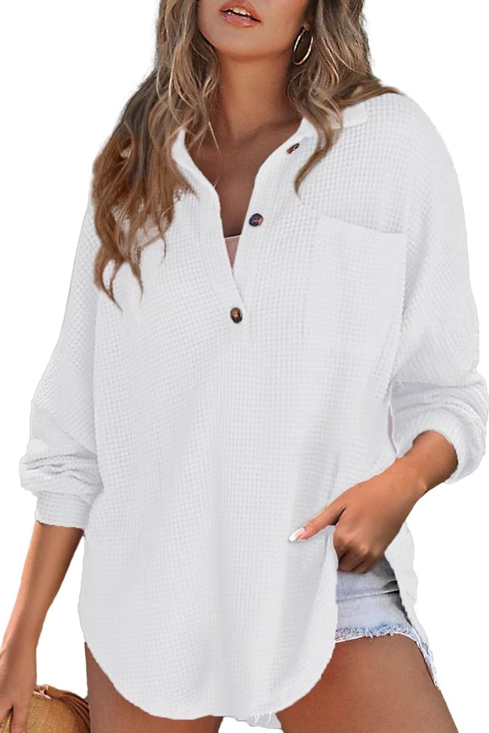 Half Button Long Sleeve Sweatshirt - Charming Charlie