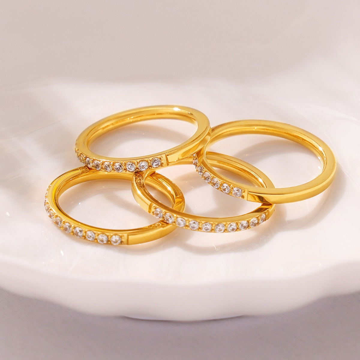 Titanium Steel Inlaid Zircon Ring - Charming Charlie