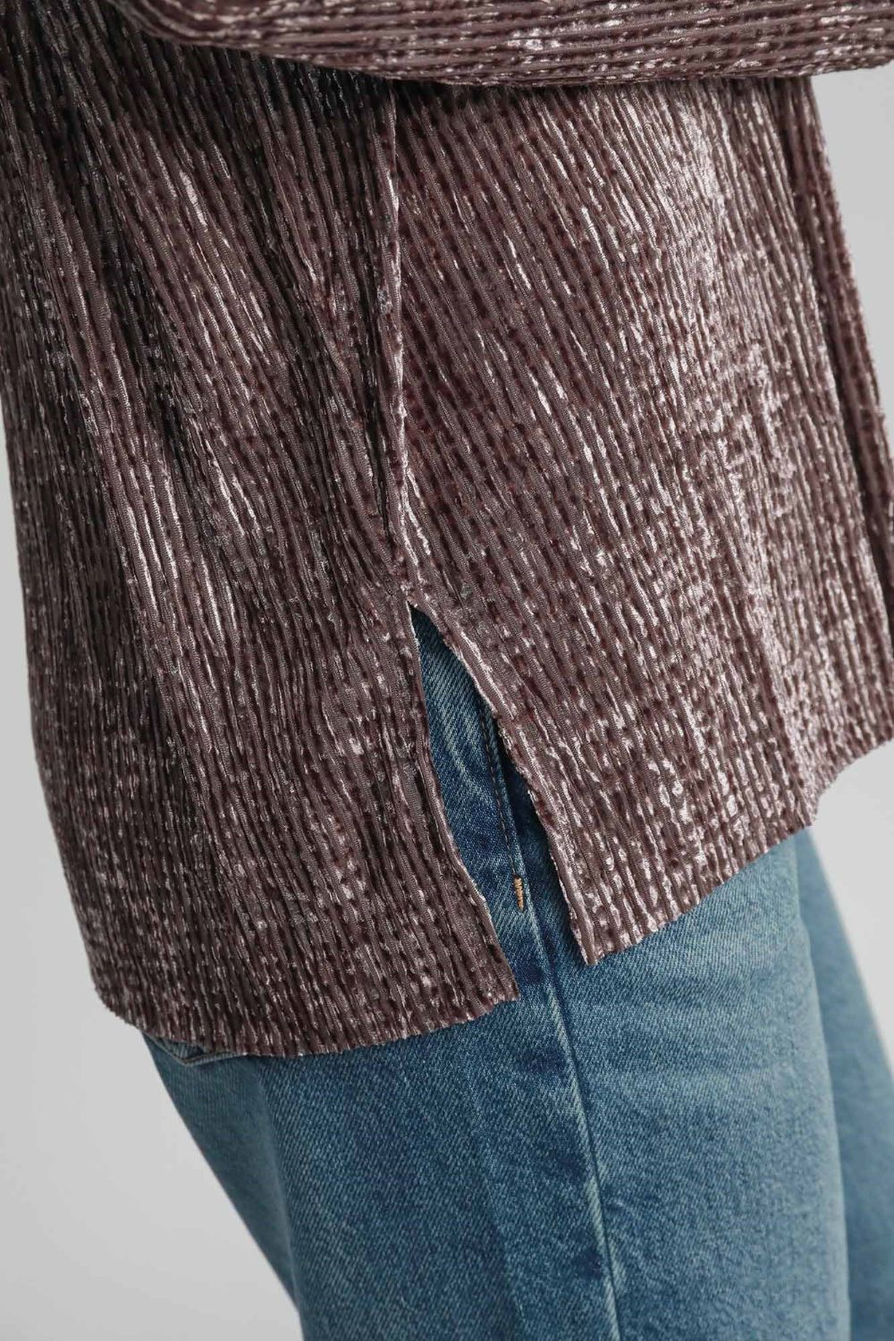 Umgee Side Slit Texture Button Up Shirt - Charming Charlie
