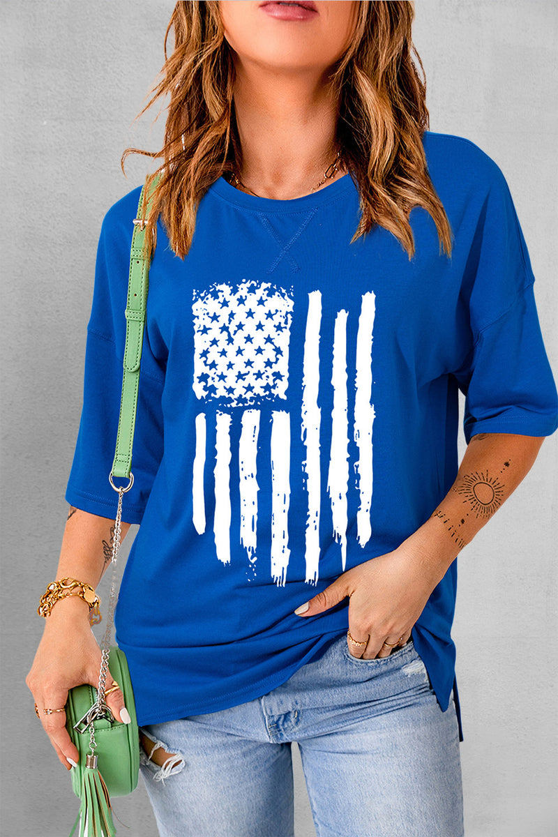 US Flag Round Neck Long Sleeve Sweatshirt