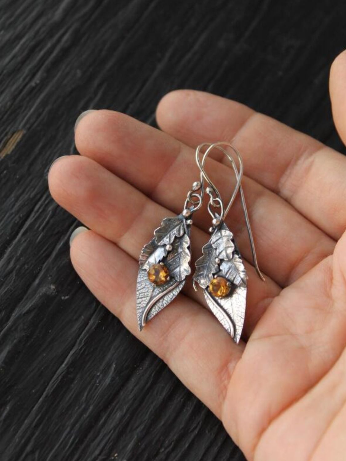 Alloy Rhinestone Leaf Shape Earrings - Charming Charlie