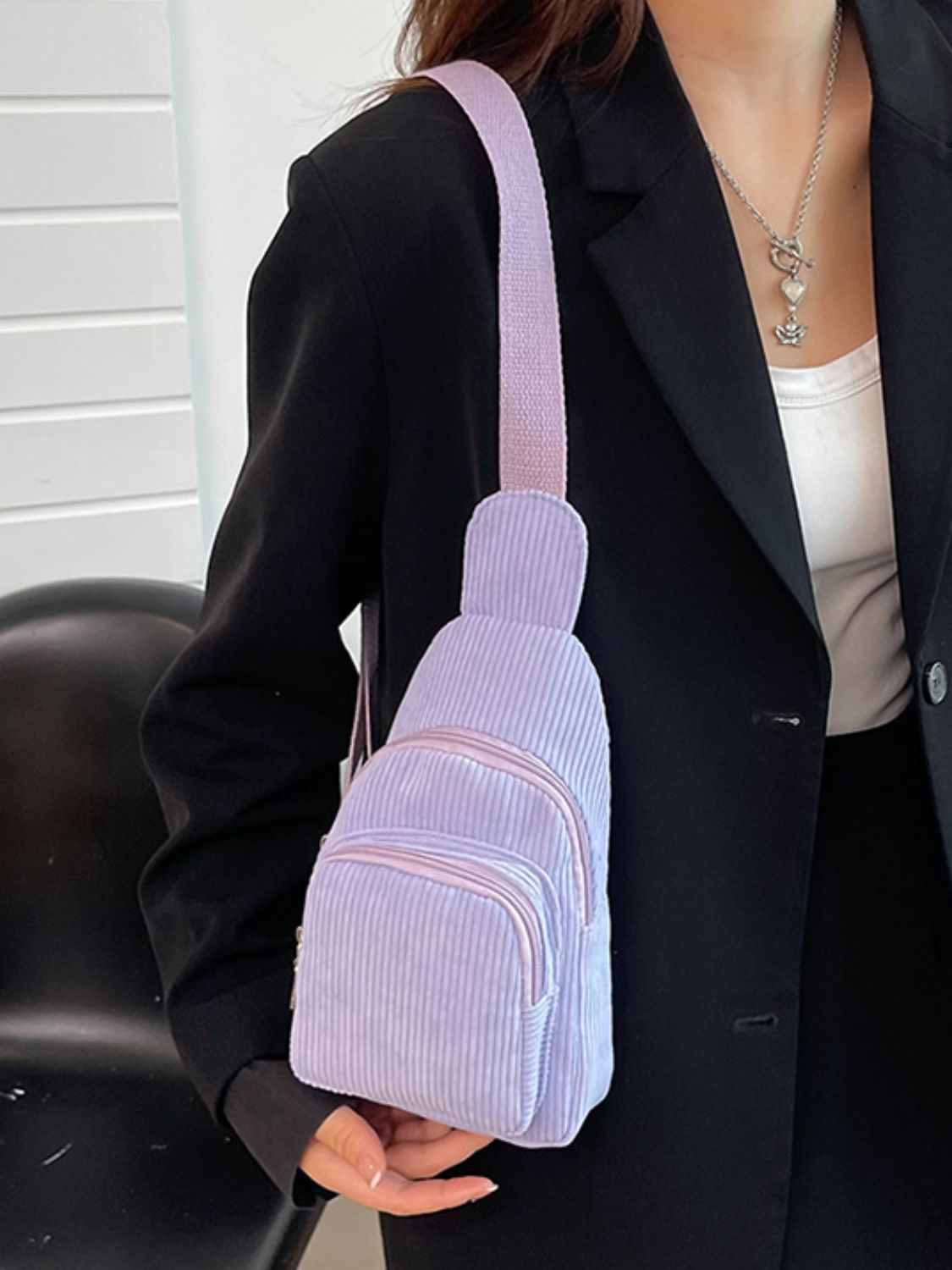 Corduroy Solid Color Crossbody Bag - Charming Charlie