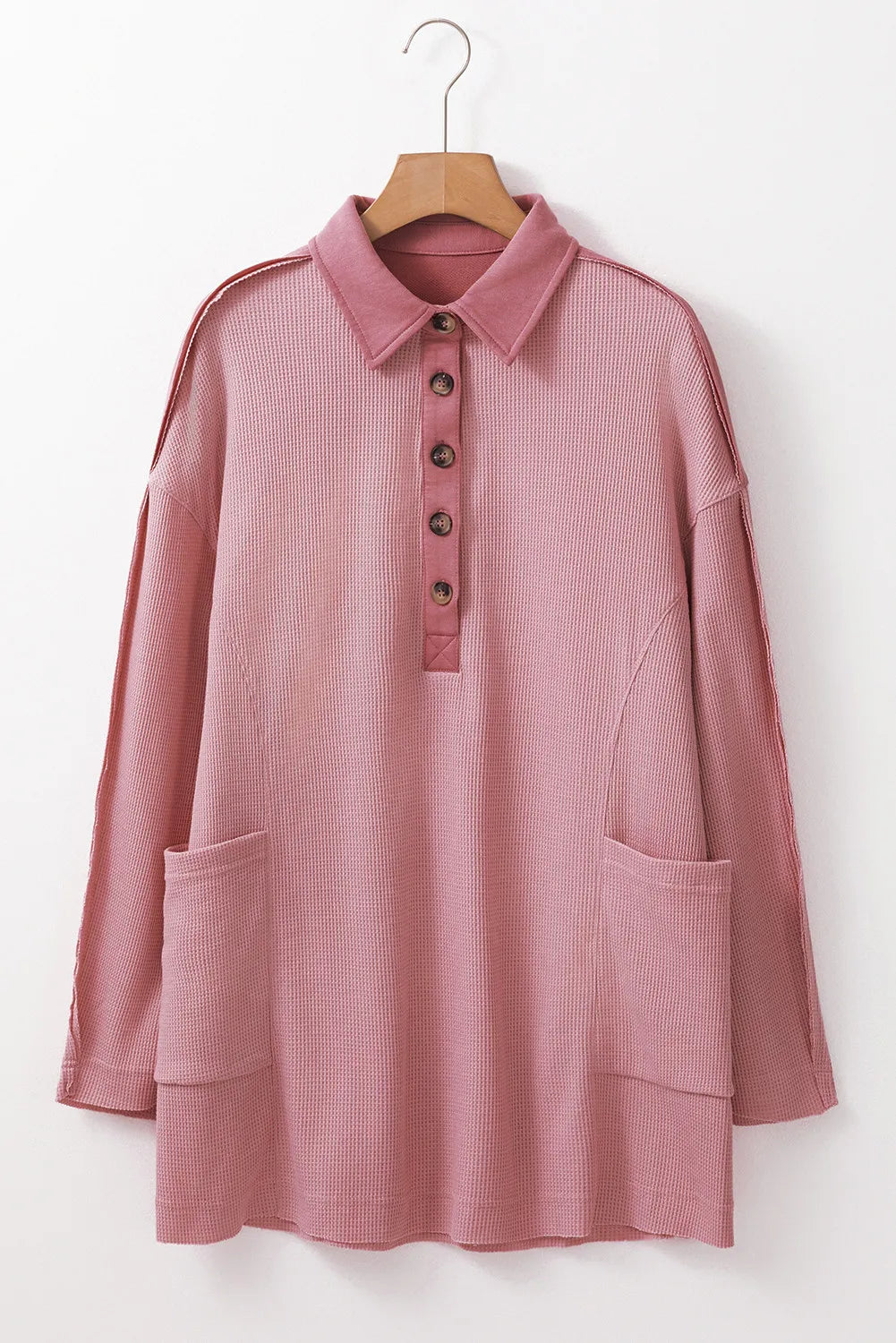 Half Button Long Sleeve Top - Charming Charlie