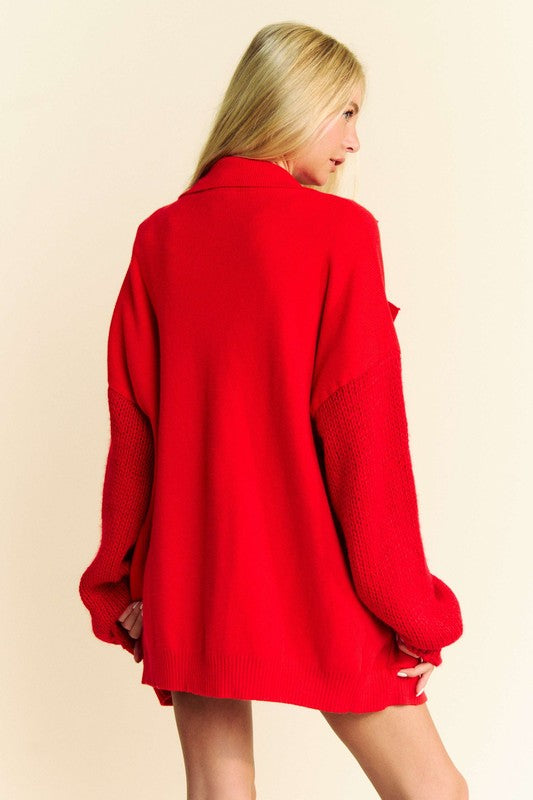 Davi & Dani Button Up Dropped Shoulder Cardigan with Pockets - Charming Charlie