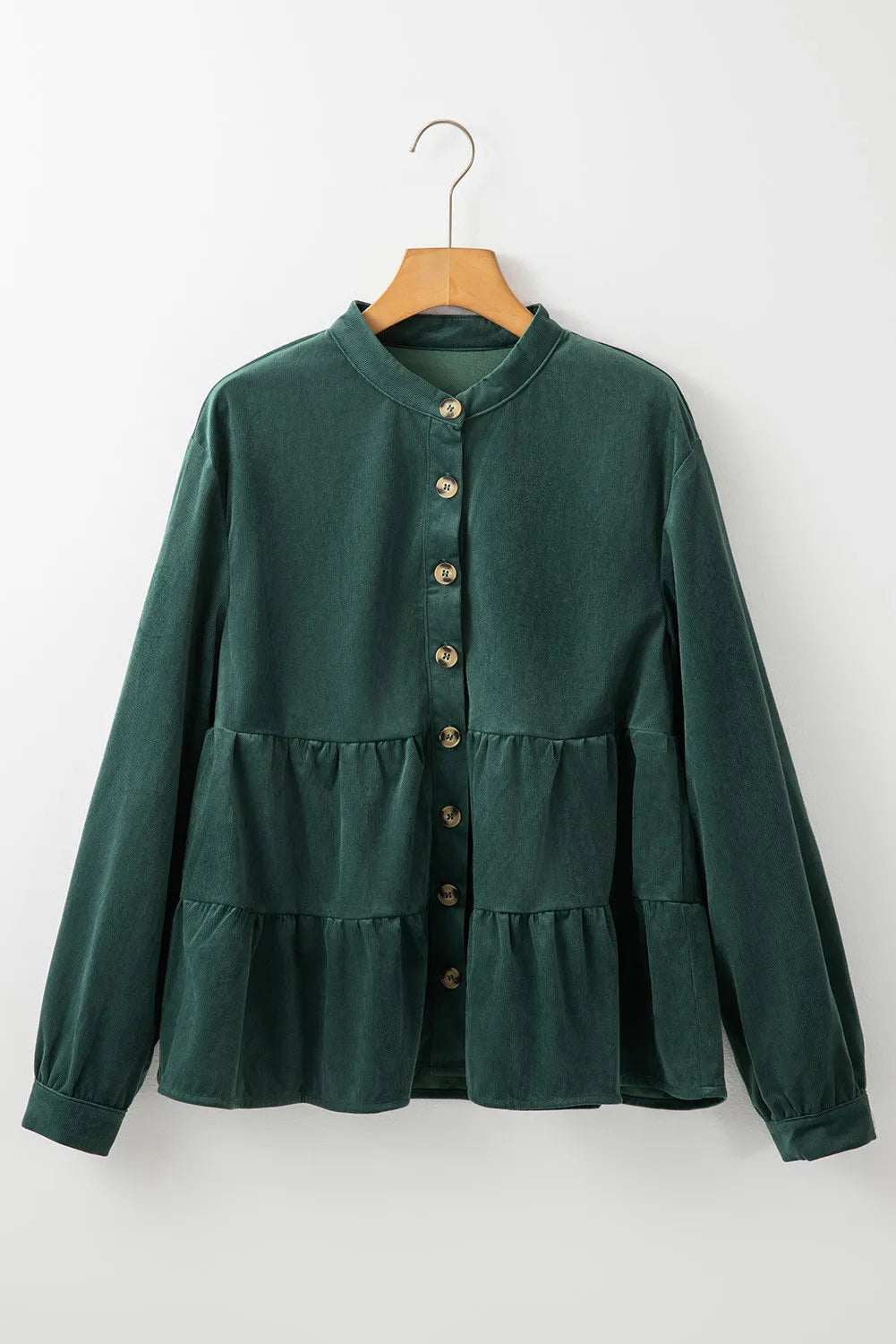 Peplum Round Neck Long Sleeve Shirt - Charming Charlie