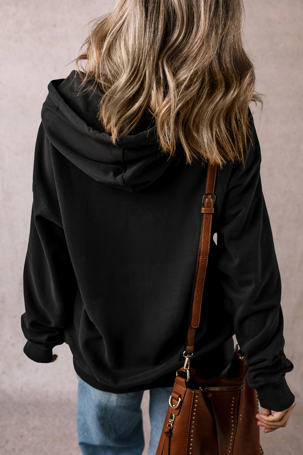 Drawstring Pocketed Long Sleeve Hoodie - Charming Charlie