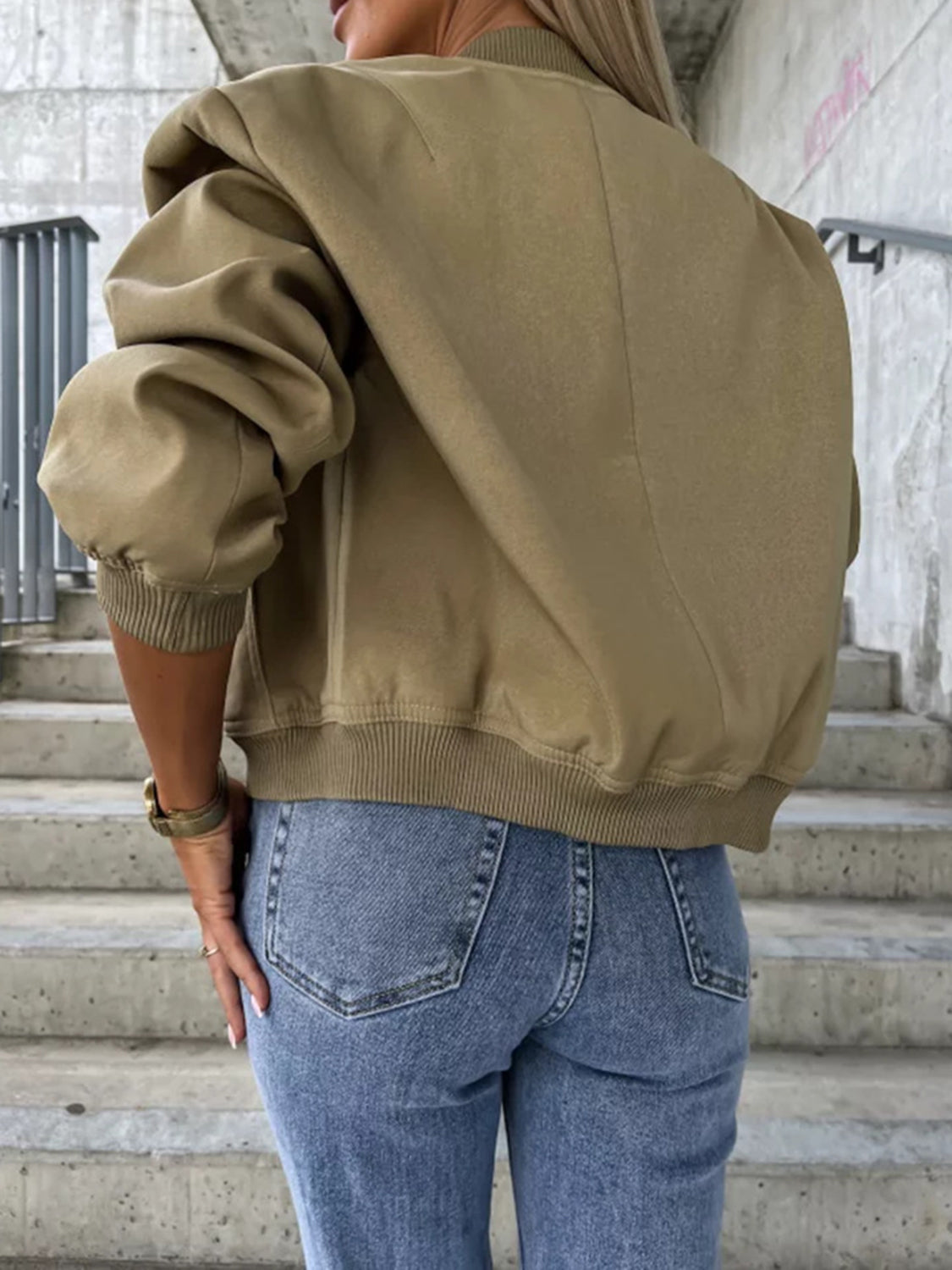 Baseball Collar Dropped Shoulder Jacket - Charming Charlie
