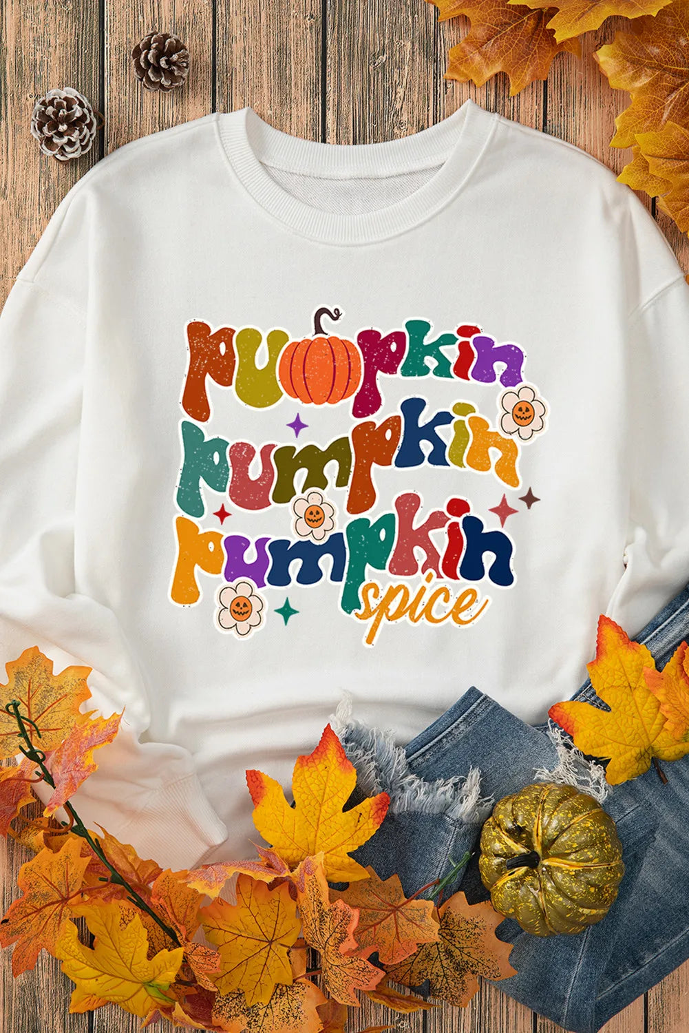 Letter Graphic Round Neck Long Sleeve Sweatshirt - Charming Charlie