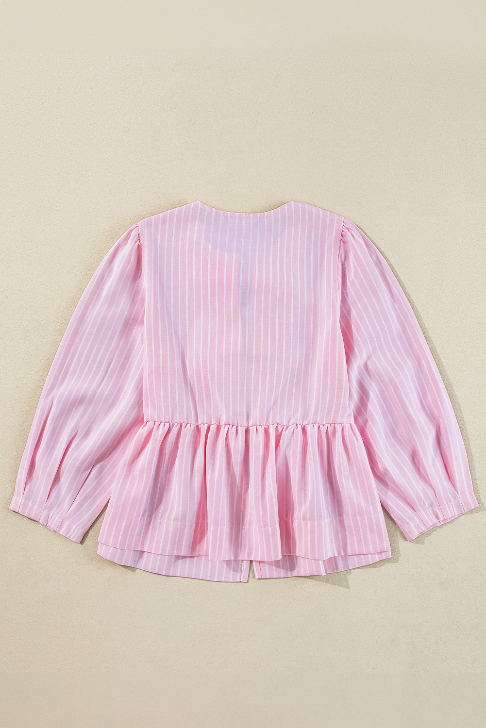 Tied Bow Striped Round Neck Blouse - Charming Charlie