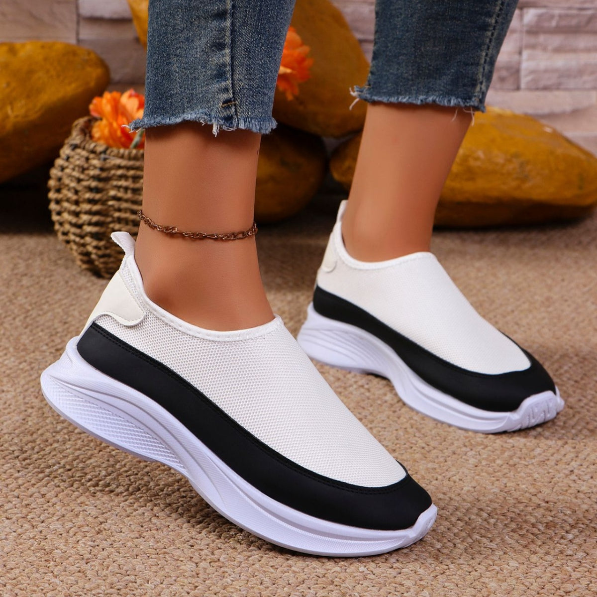 Mesh Contrast Flat Slip-Ons - Charming Charlie