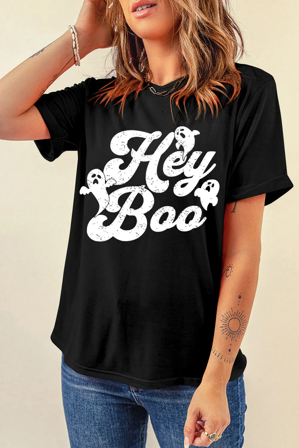 Letter Graphic Round Neck Short Sleeve T-Shirt - Charming Charlie