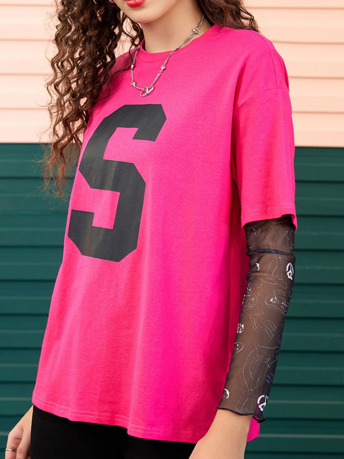 Letter Graphic Round Neck Half Sleeve T-Shirt - Charming Charlie