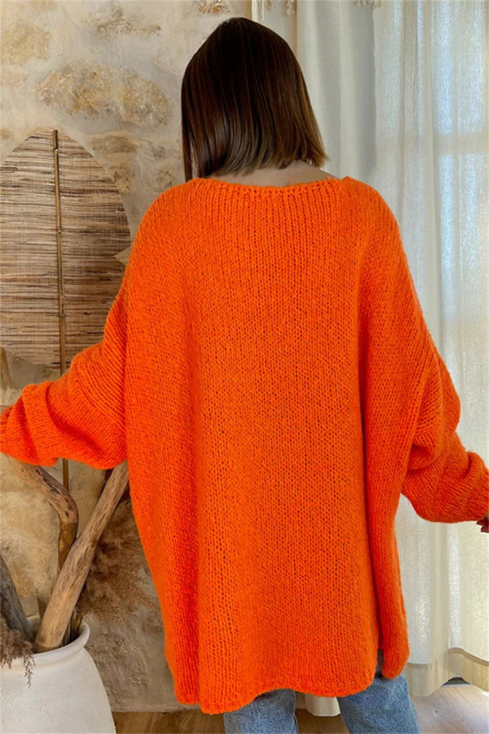 Peace Graphic V-Neck Long Sleeve Sweater - Charming Charlie