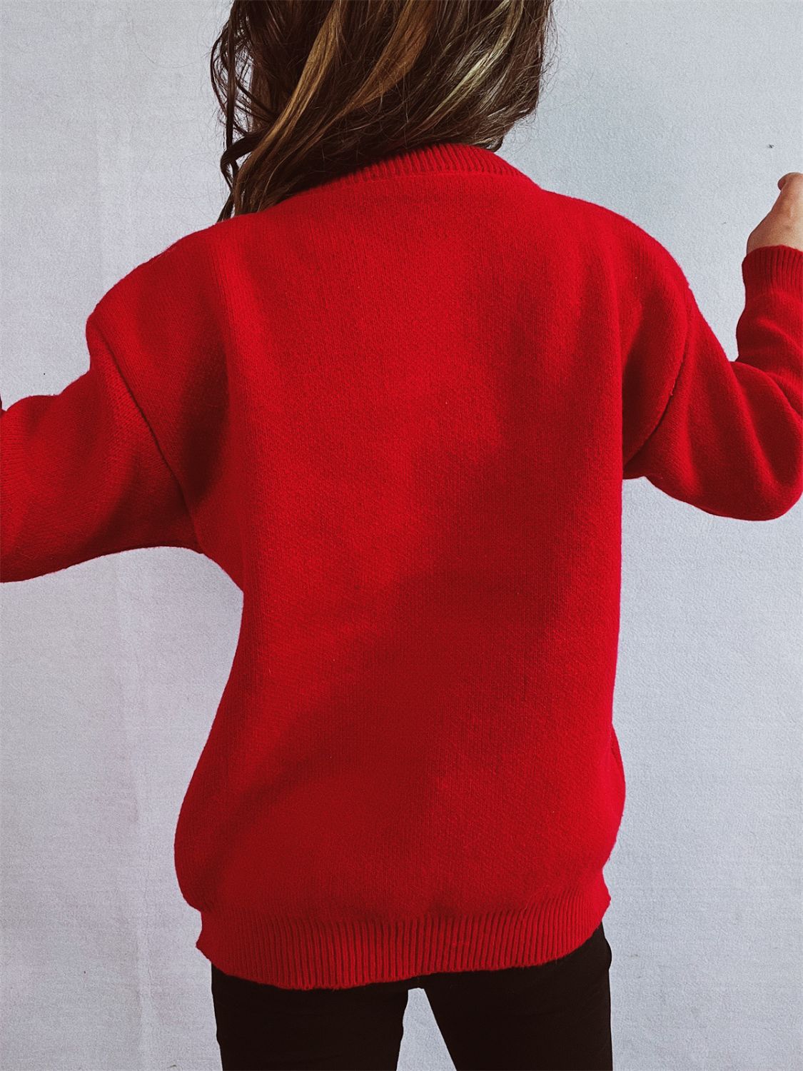 Christmas Tree Round Neck Long Sleeve Sweater - Charming Charlie