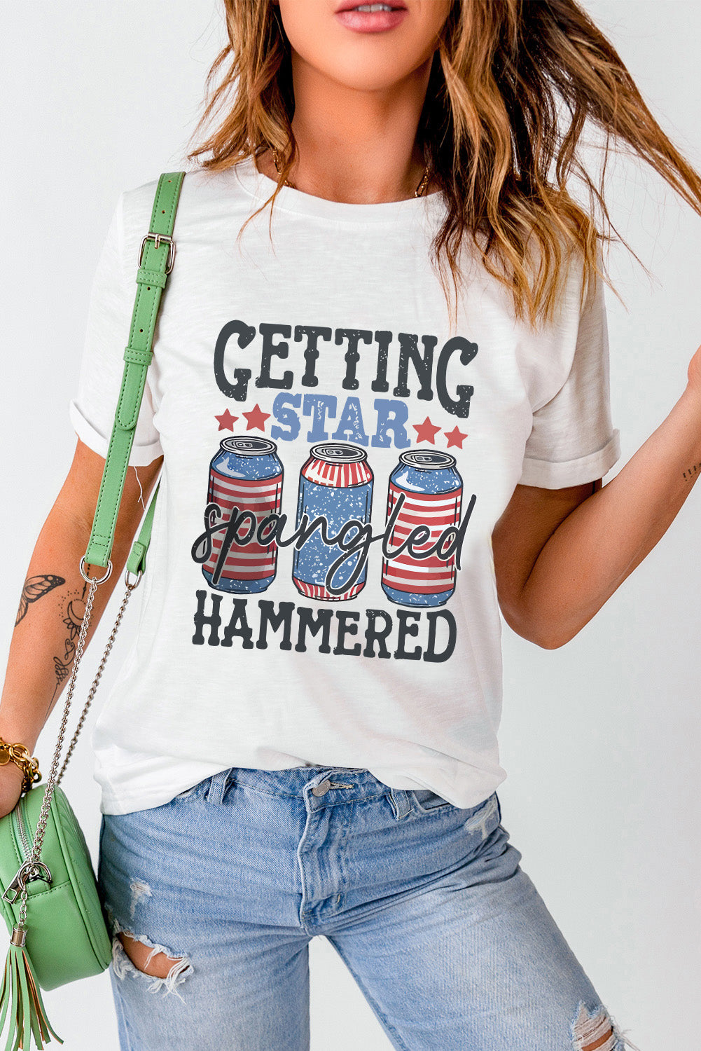 Graphic Round Neck Short Sleeve T-Shirt - Charming Charlie