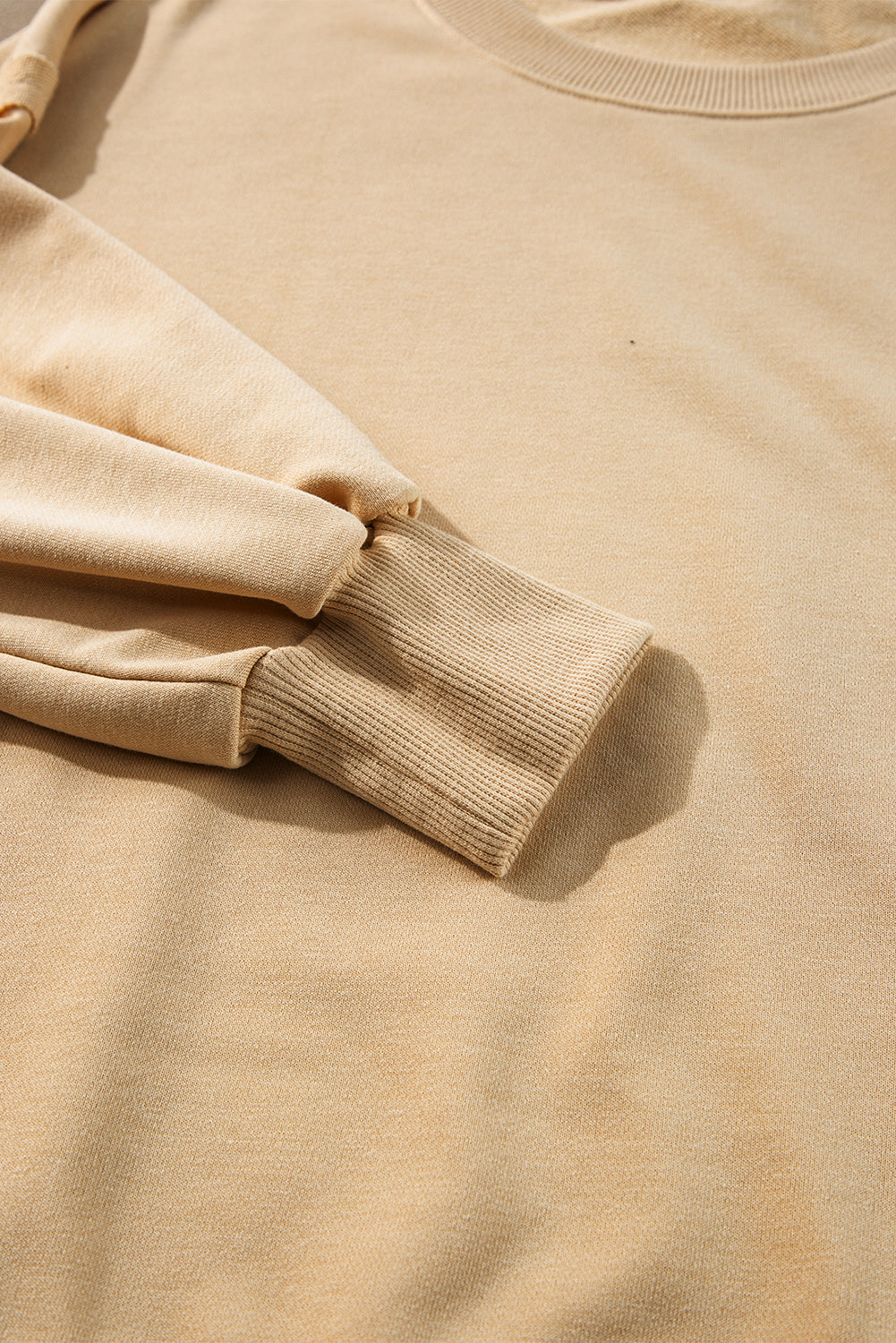 Side Slit Round Neck Long Sleeve Sweatshirt - Charming Charlie