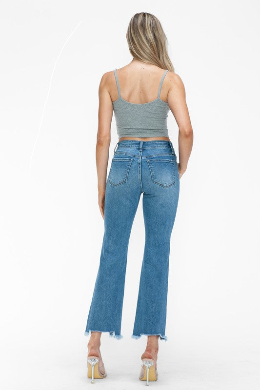 bytos Raw Hem Distressed Mid Rise Crop Jeans - Charming Charlie