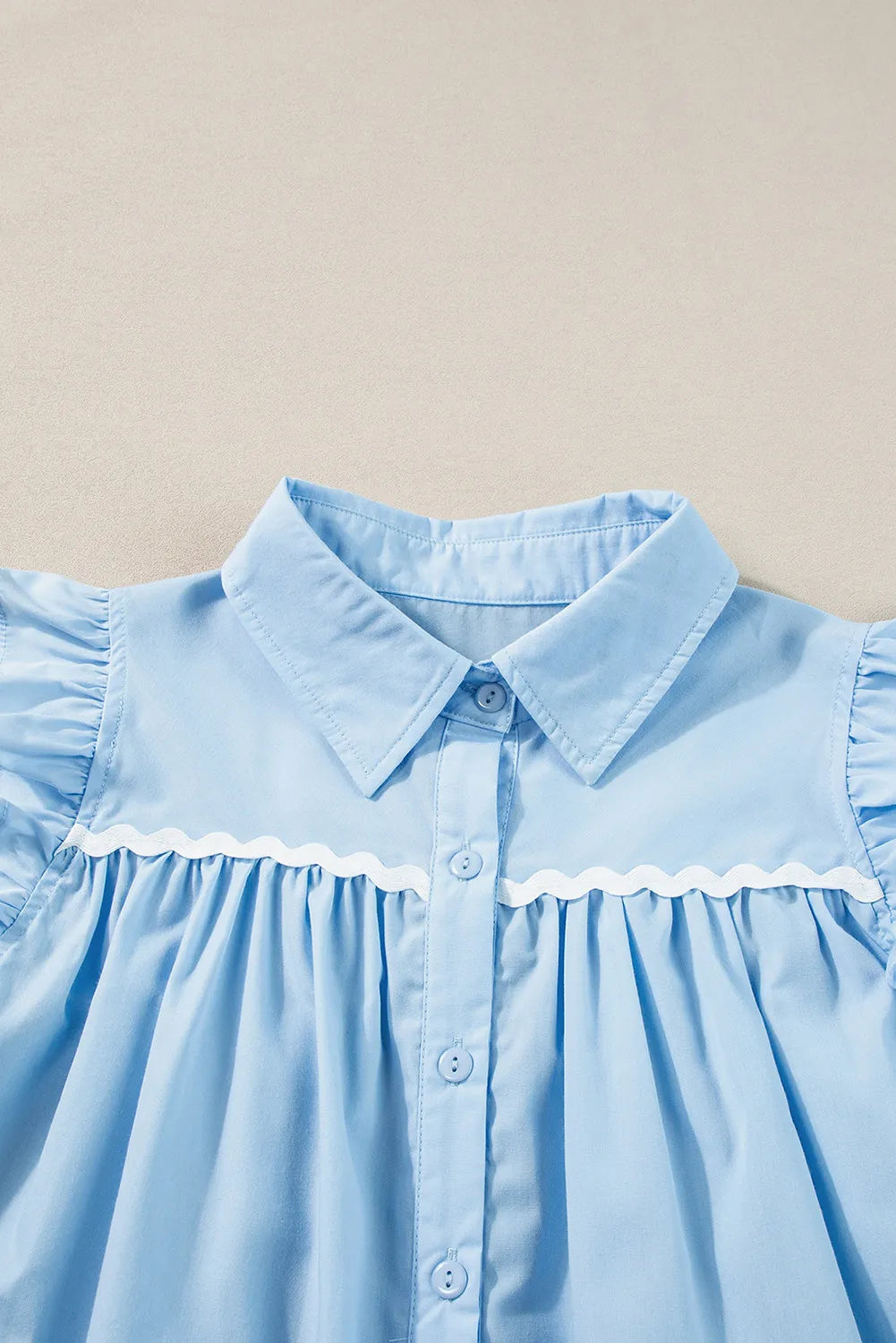 Ruffled Collared Neck Cap Sleeve Shirt - Charming Charlie