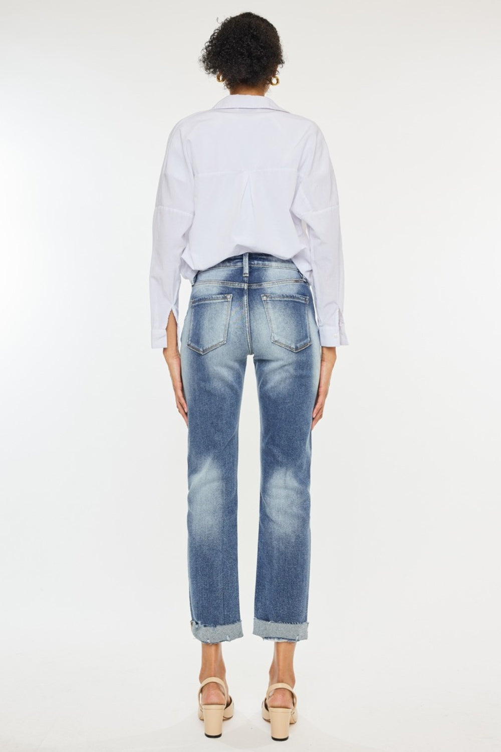 Kancan High Rise Cuffed Straight Jeans - Charming Charlie