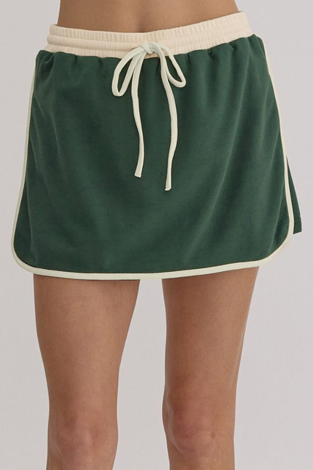 Contrast Trim Round Neck Top and Skort Set - Charming Charlie