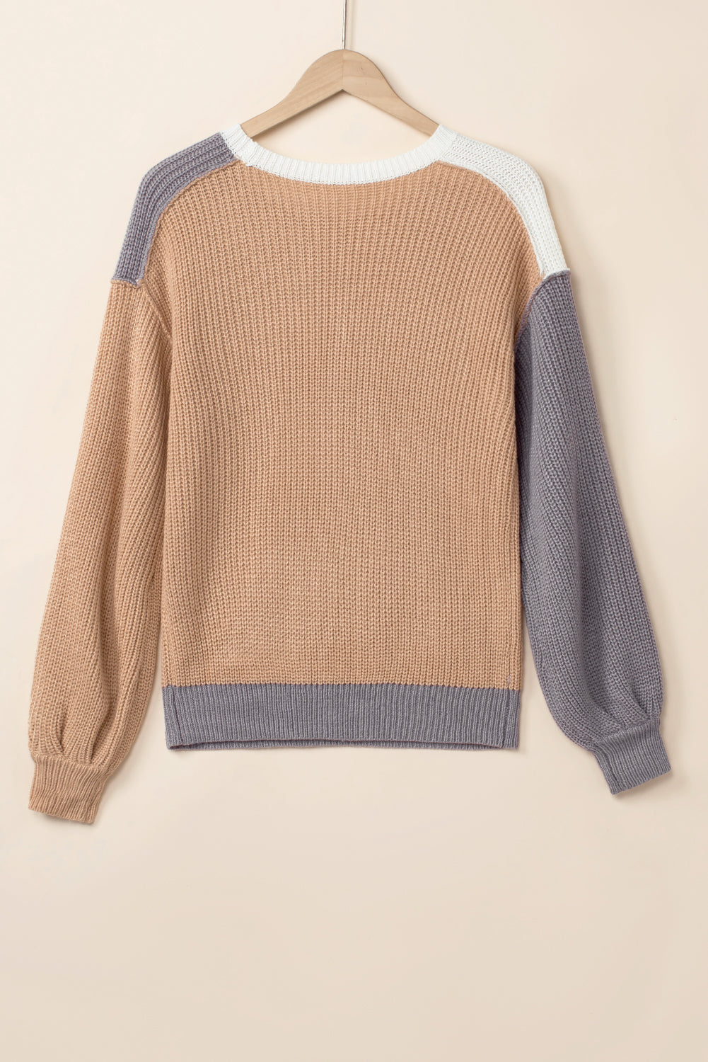Color Block Round Neck Drop Shoulder Sweater - Charming Charlie