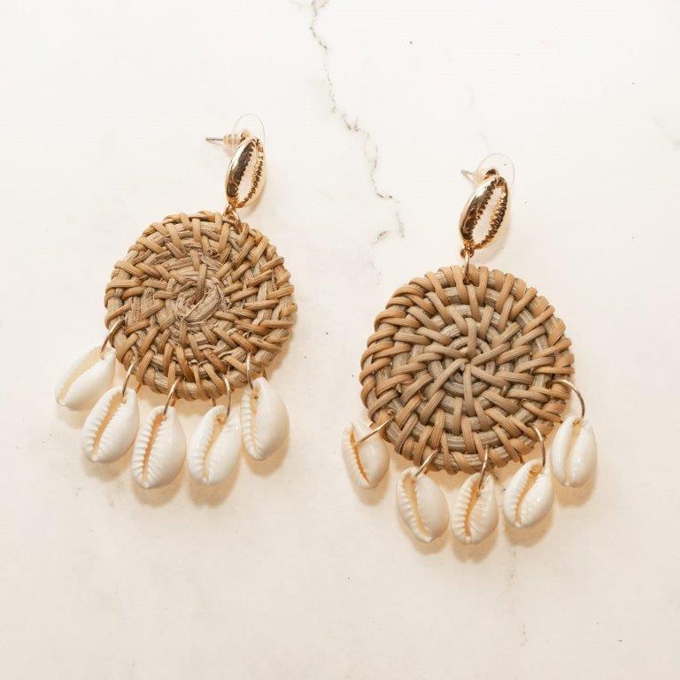 Light Wood Shell Drop Earrings - Charming Charlie