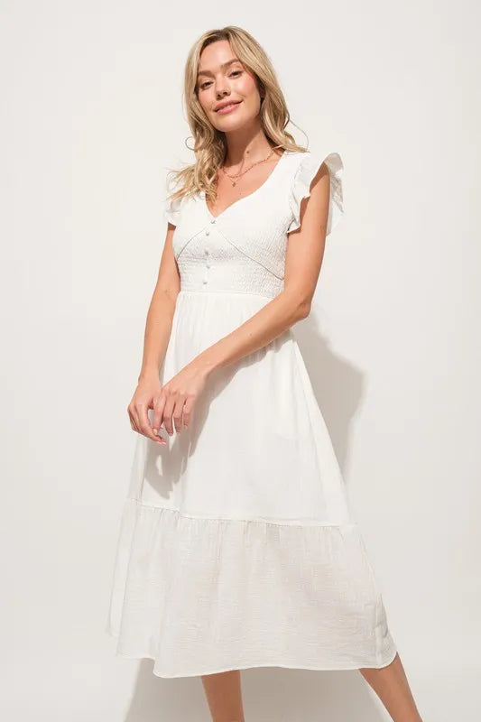 And The Why Smocked Ruffled Tiered Dress