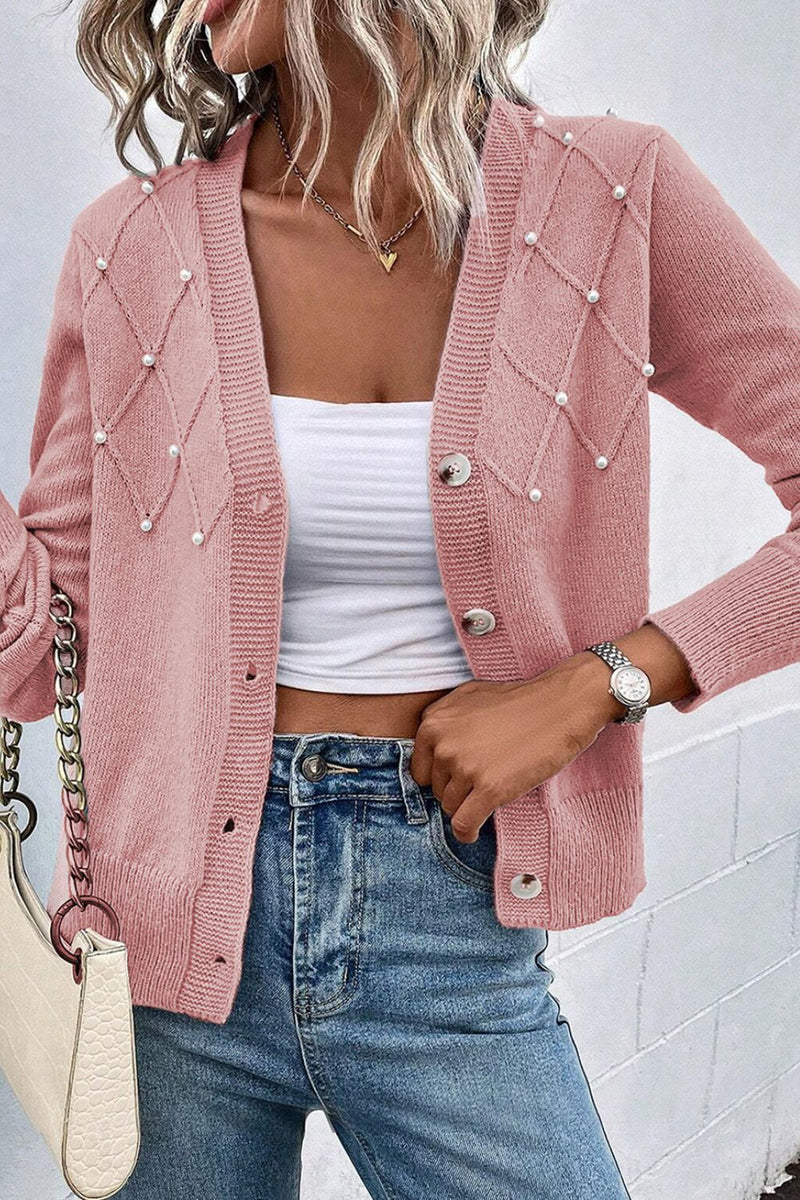 V-Neck Button Up Long Sleeve Cardigan main image 0