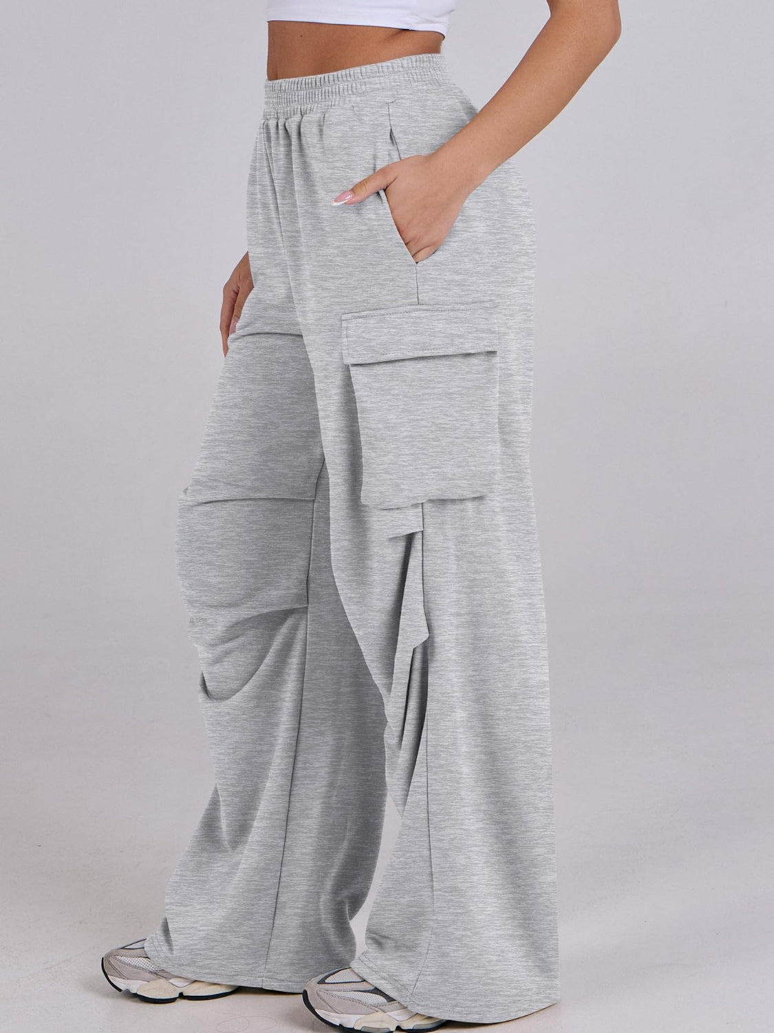 Elastic Waist Wide Leg Pants with Pockets - Charming Charlie