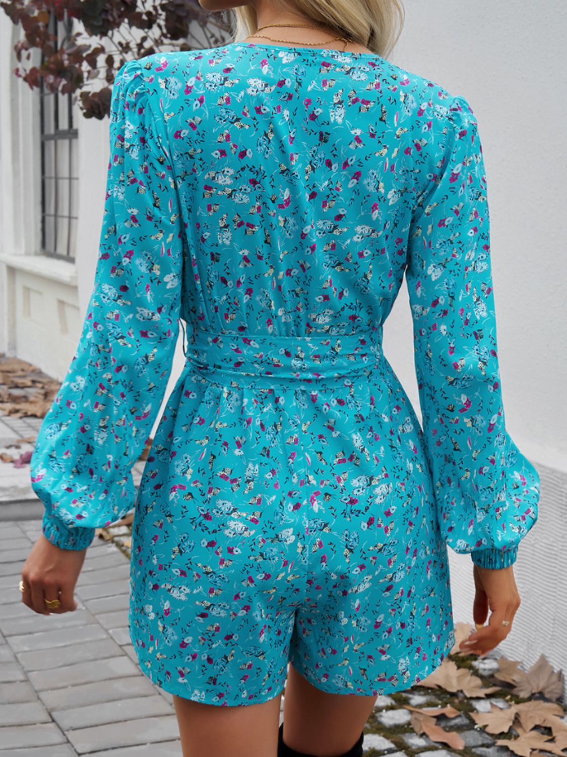 Tied Surplice Long Sleeve Romper - Charming Charlie