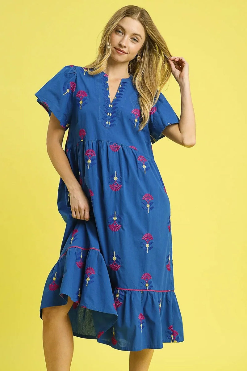 Umgee Embroidered Tiered Midi Dress – Charming Charlie