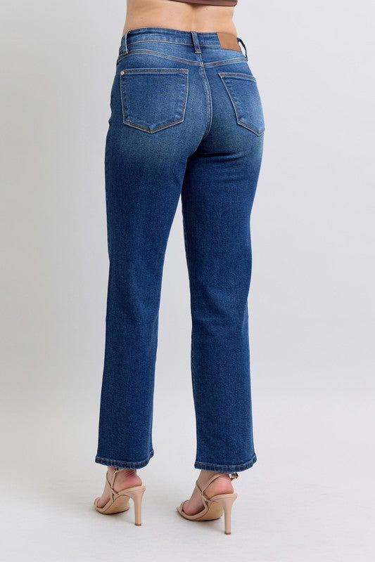 Judy Blue Full Size Side Seam Detail Straight Jeans with Pockets - Charming Charlie