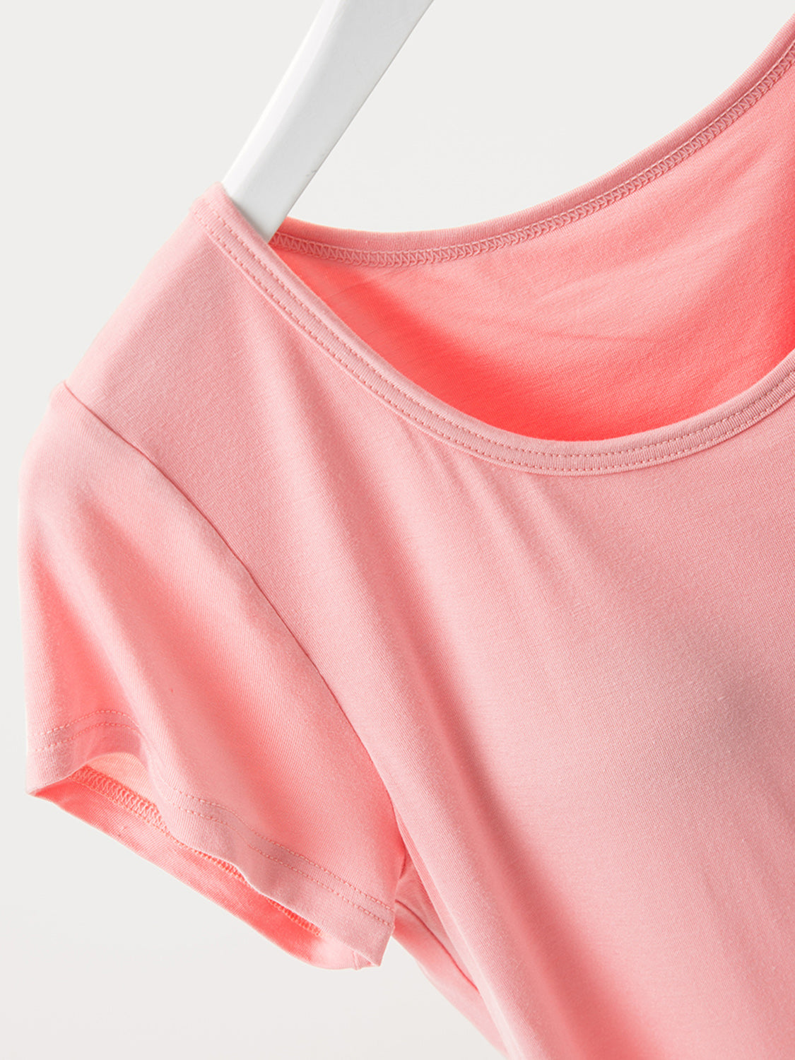 Round Neck Short Sleeve T-Shirt with Bra - Charming Charlie