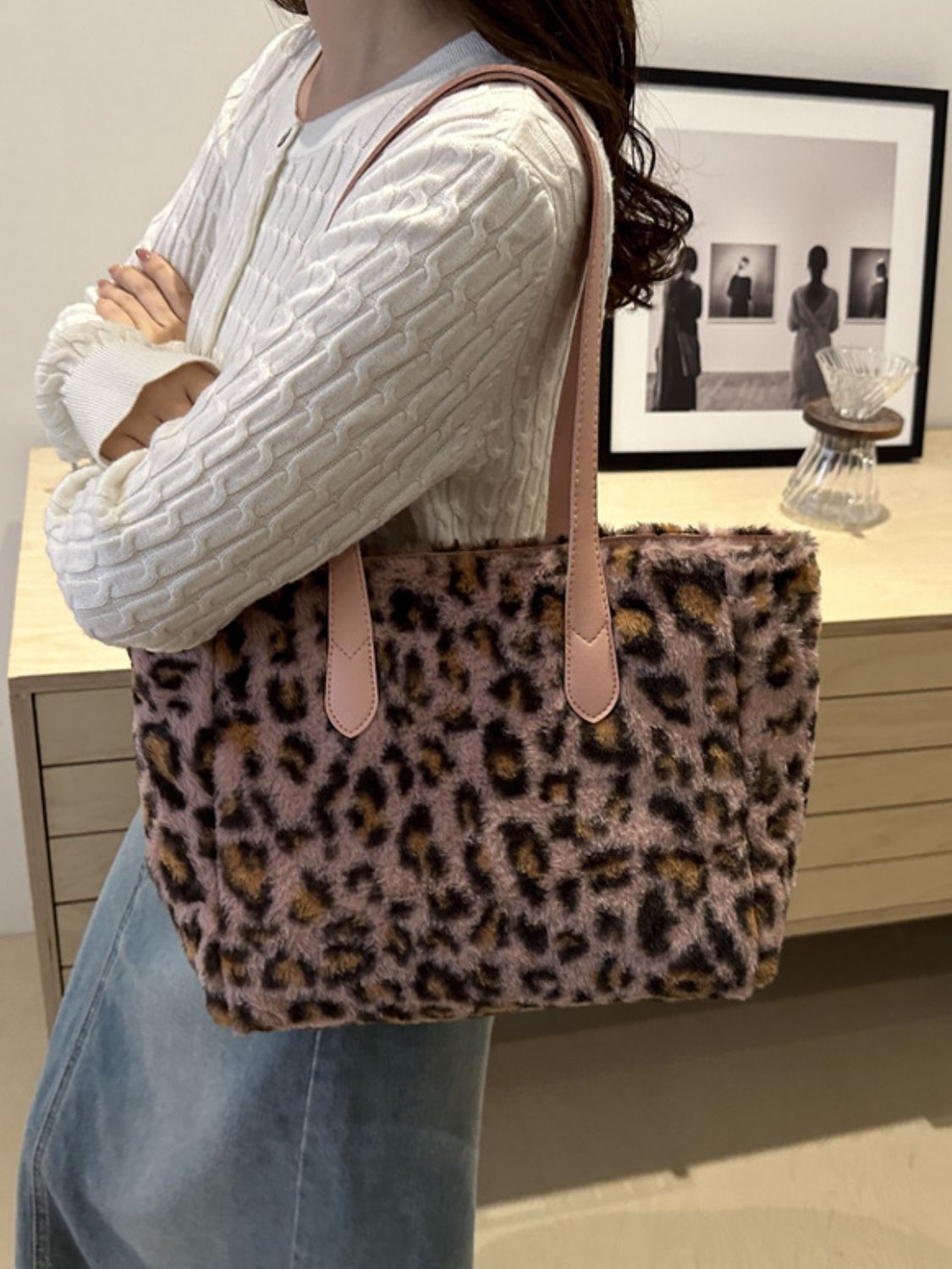 Leopard Fluff Tote Bag - Charming Charlie