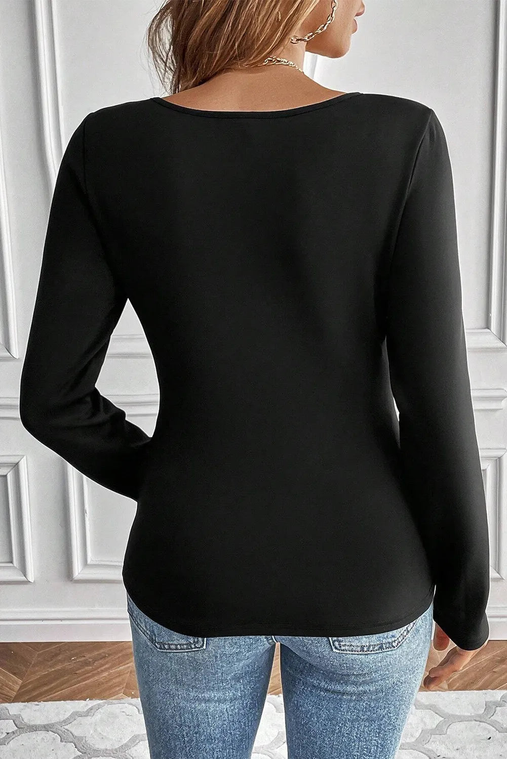 Round Neck Long Sleeve Top - Charming Charlie