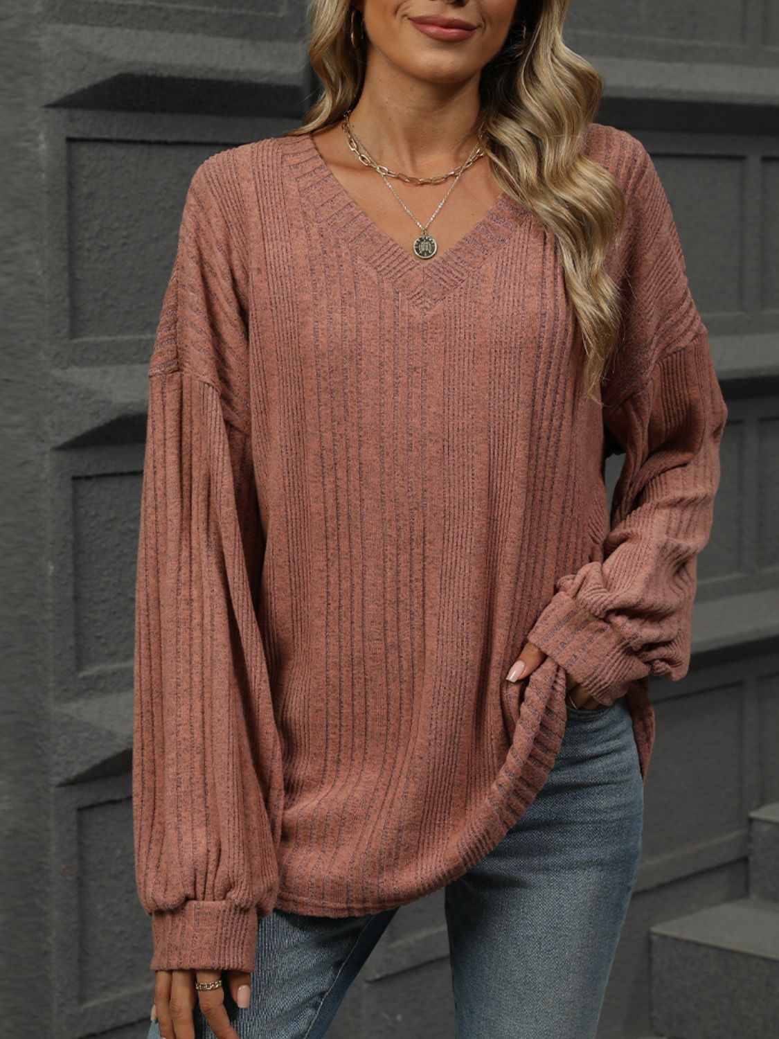 V-Neck Long Sleeve T-Shirt - Charming Charlie