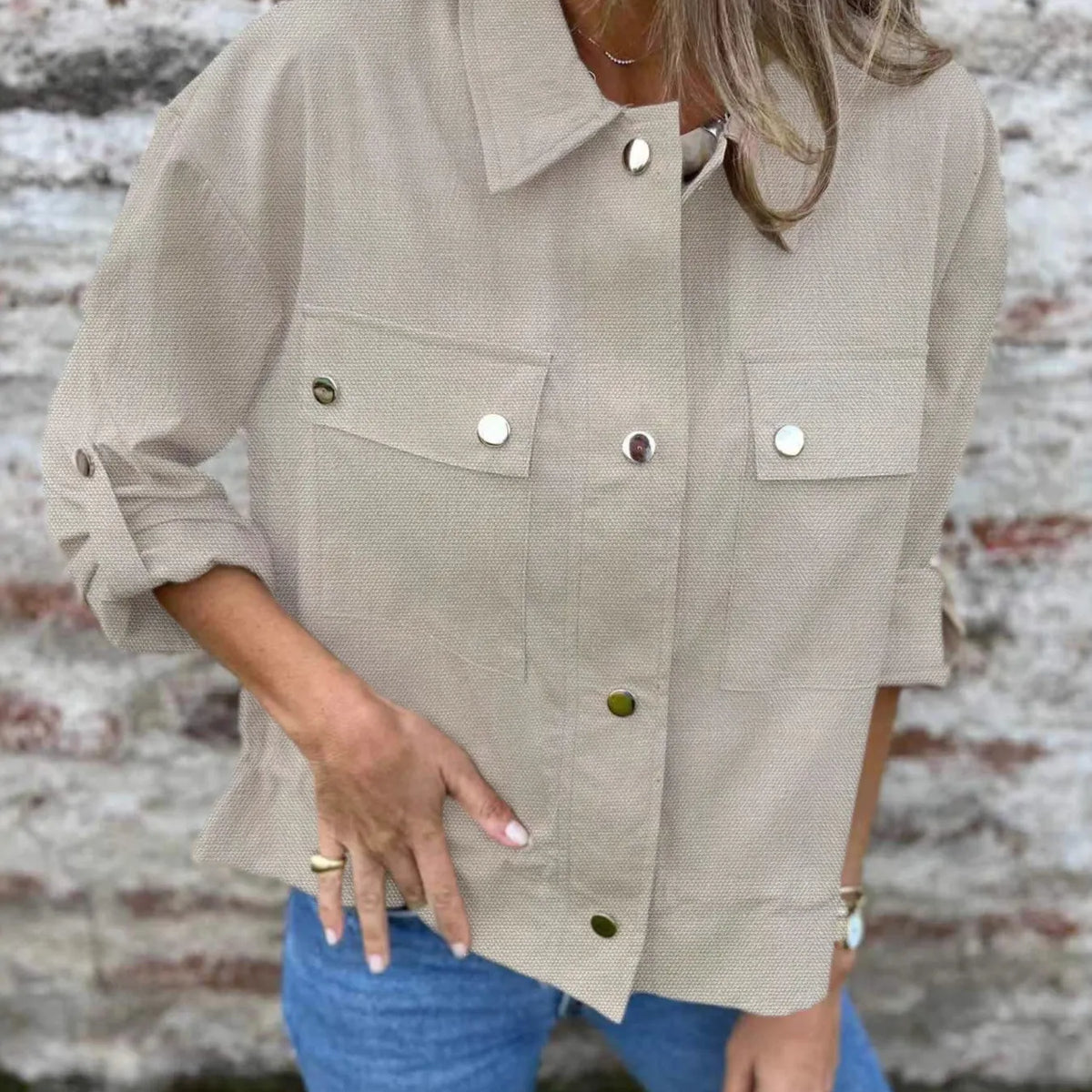 Washed Snap Button Shacket