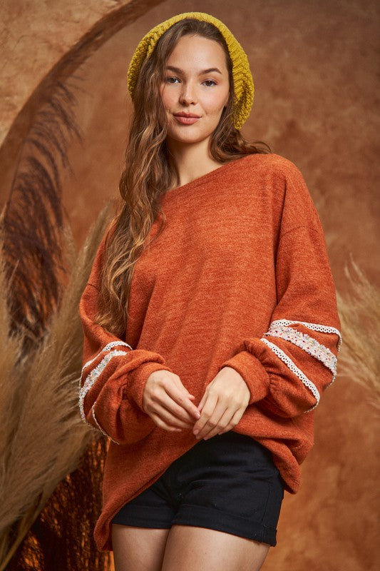 SLEEVE WITH TWEED TRIM TUNIC - Charming Charlie