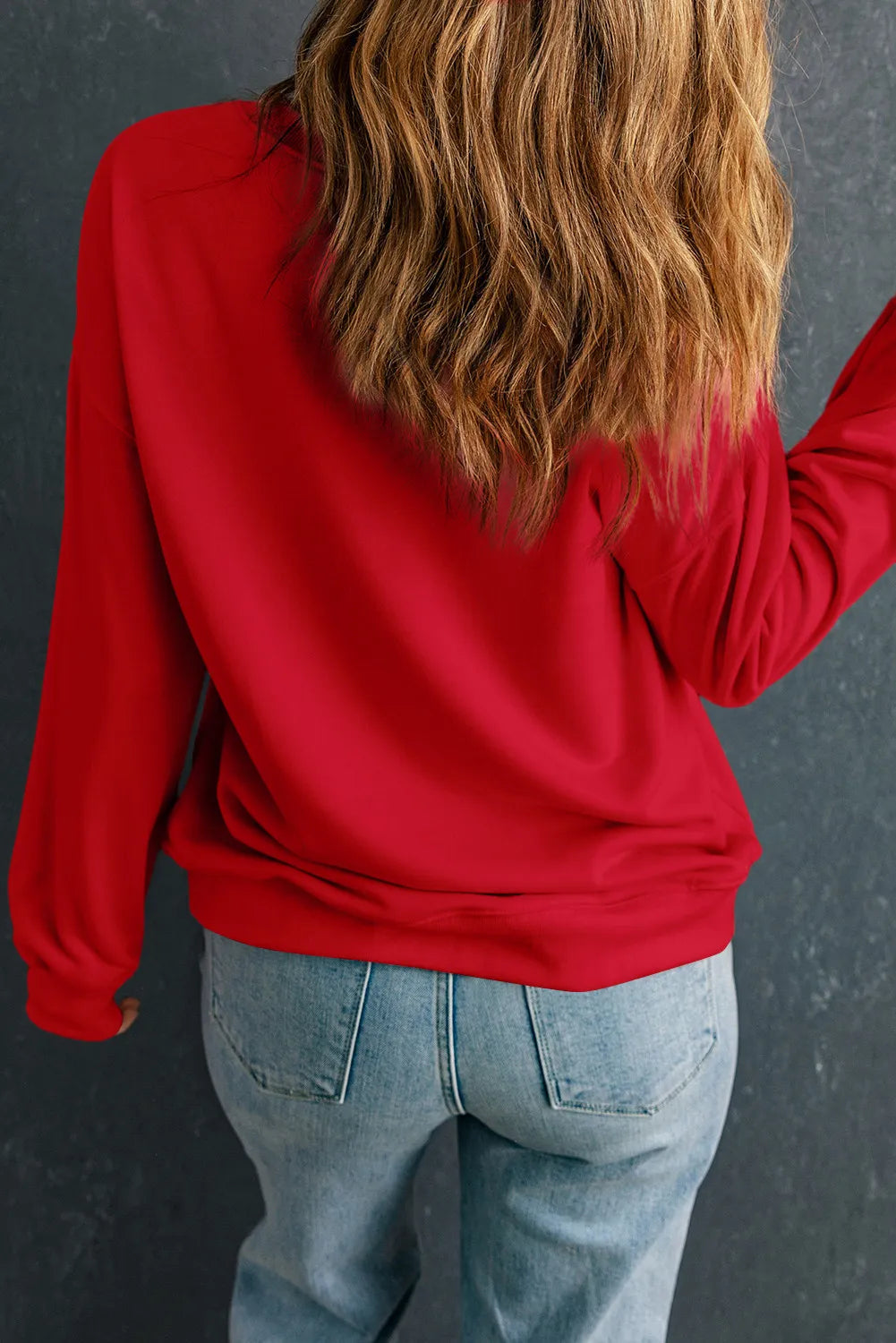 Plus Size Round Neck Long Sleeve Sweatshirt - Charming Charlie