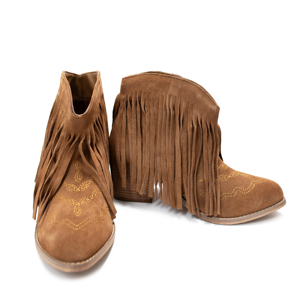 Amos Fringe Ankle Bootie in Black Suede