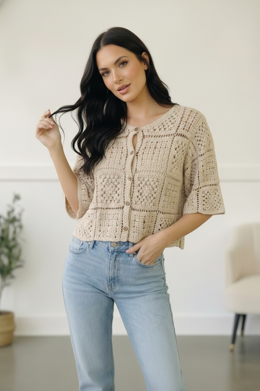 Honeycomb Crochet Cardigan - Charming Charlie