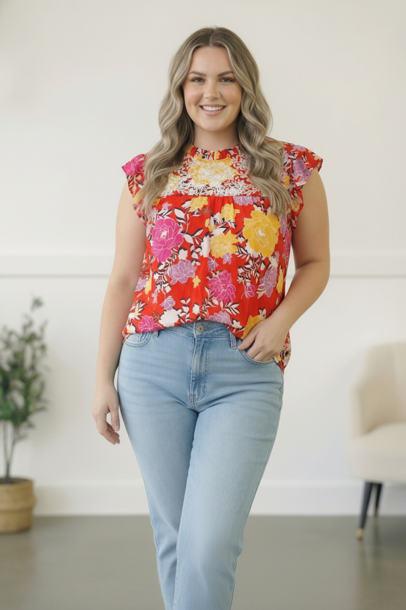 Floral at the Fiesta Flutter Top - Charming Charlie