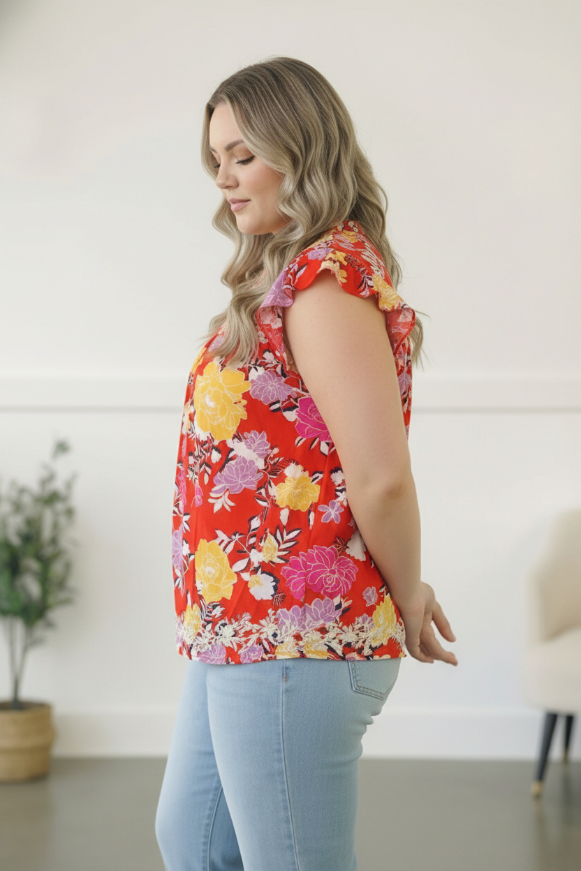 Floral at the Fiesta Flutter Top - Charming Charlie