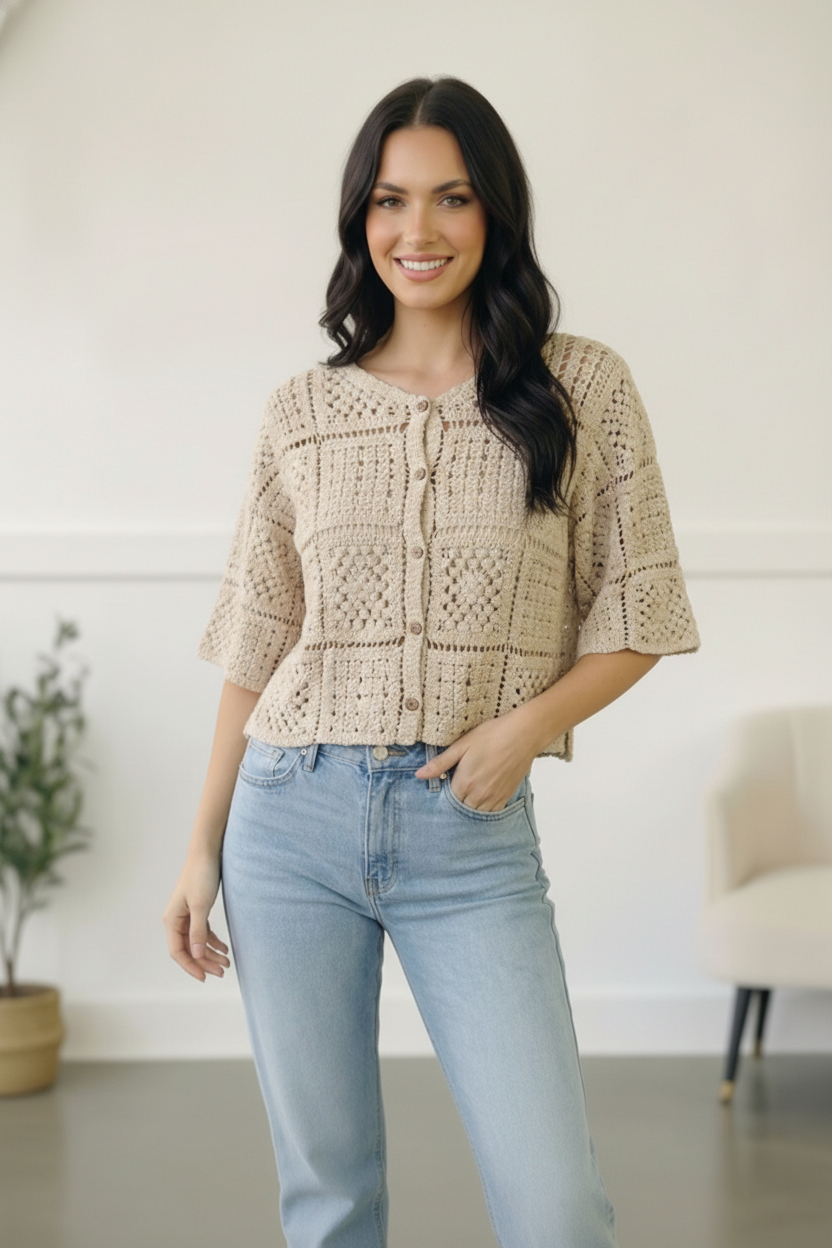 Honeycomb Crochet Cardigan - Charming Charlie