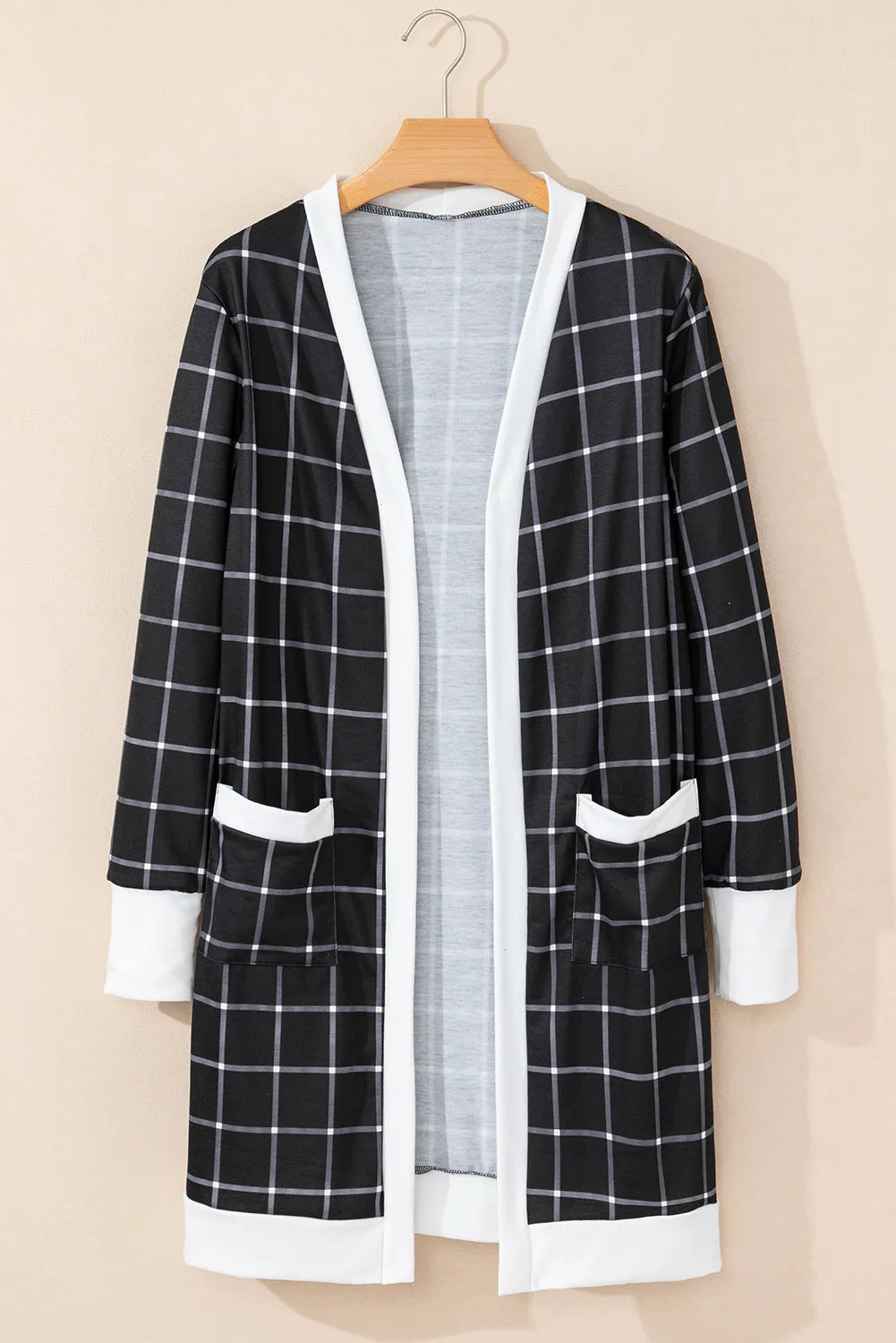 Plaid Open Front Long Sleeve Cover Up - Charming Charlie