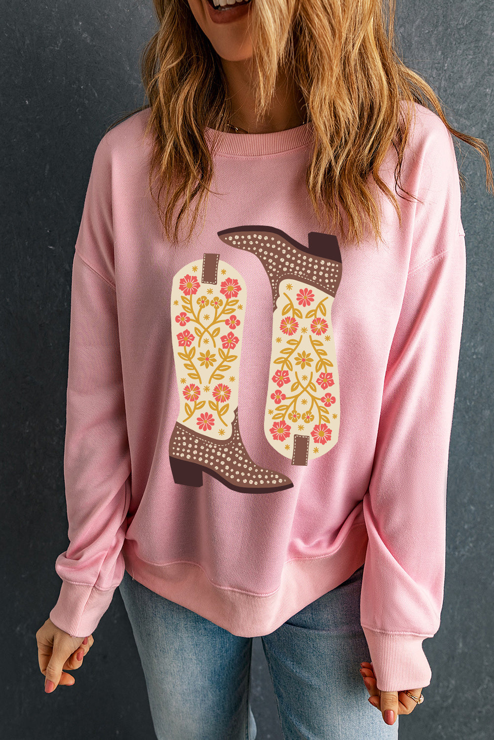 Boot Graphic Long Sleeve Sweatshirt - Charming Charlie