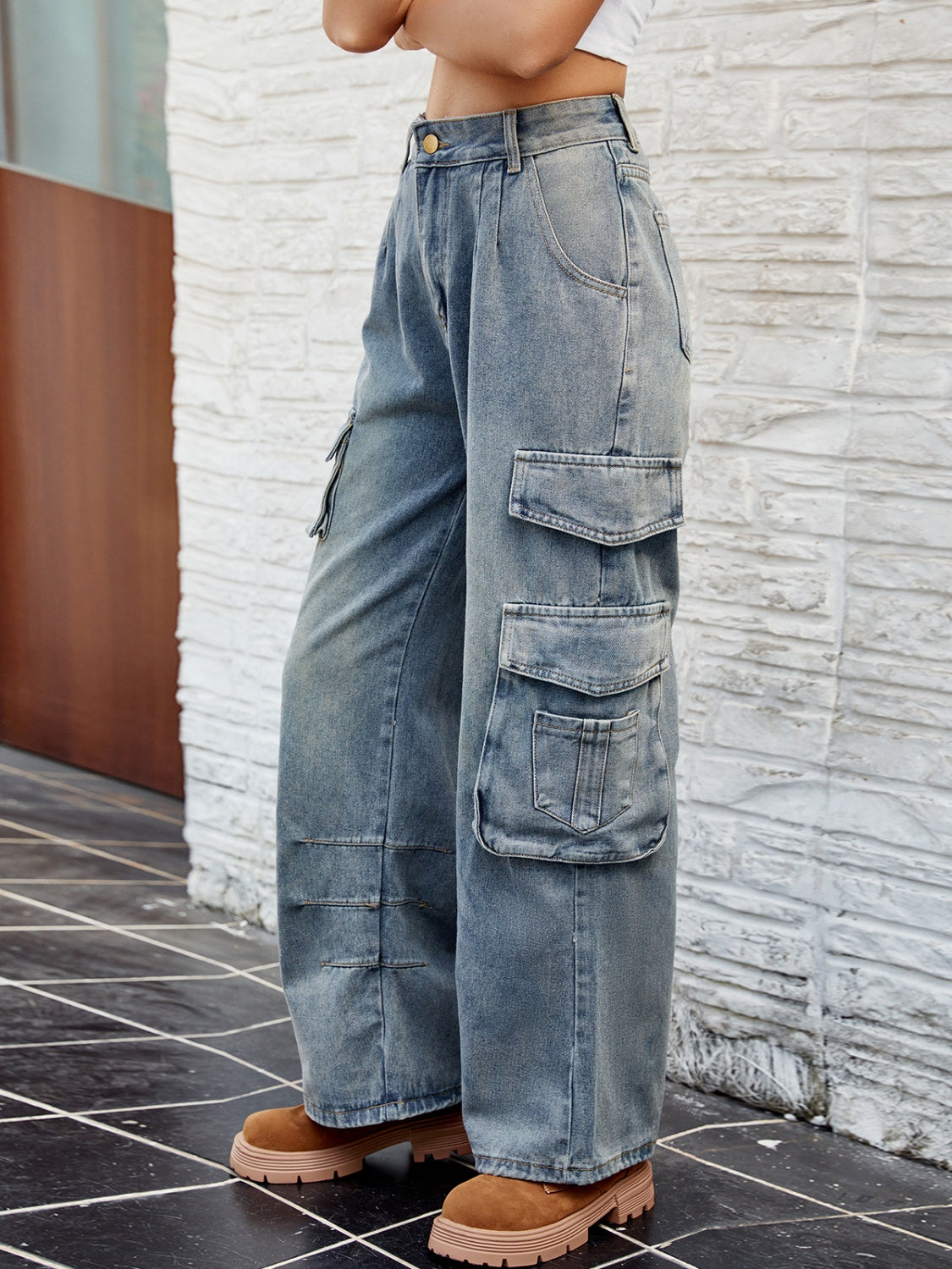 Washed Jeans with Pockets - Charming Charlie