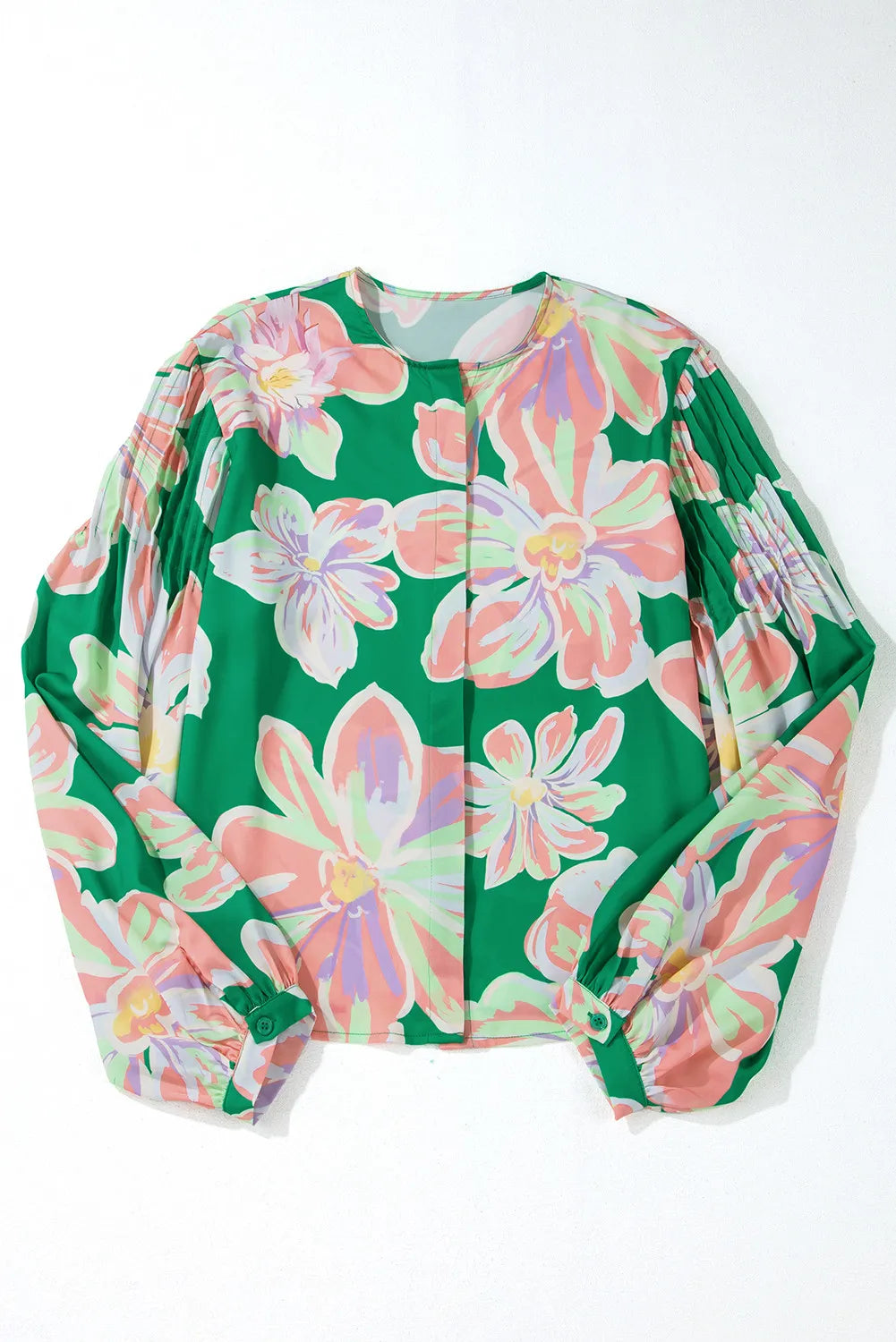 Floral Pleated Puff Sleeve Shirt - Charming Charlie